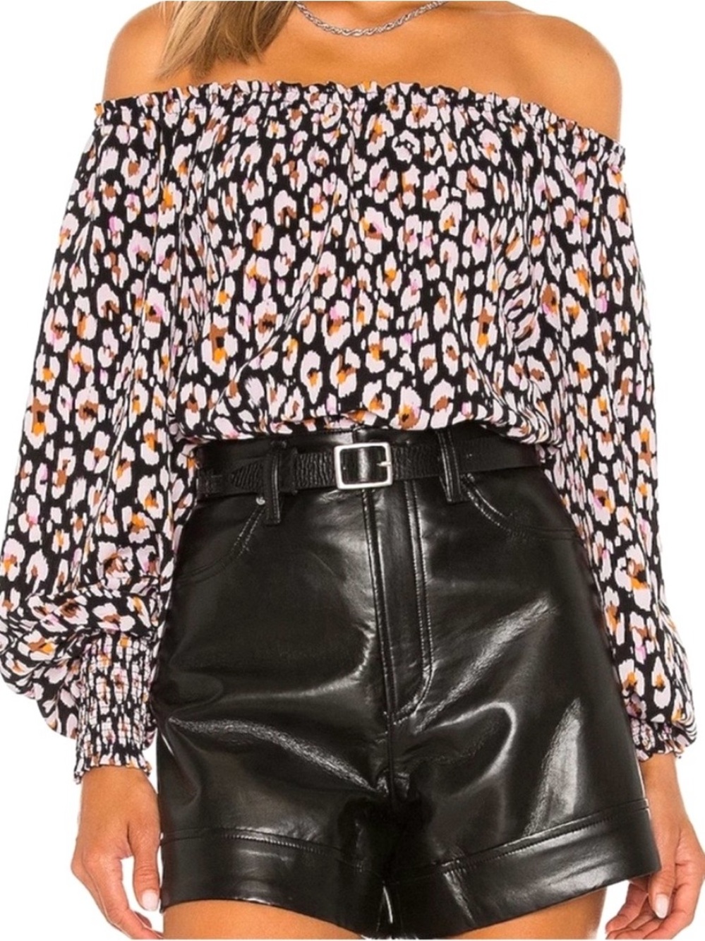 NWT Sanctuary Sunshine Black Multi Animal Print Top Blouse